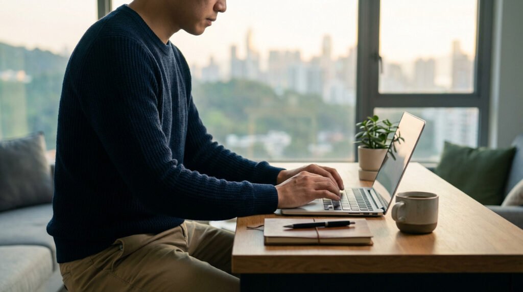calm-productivity-desk-with-city-view - Percvrance